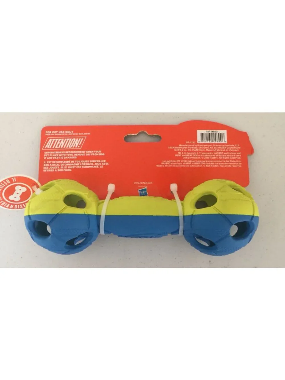 NERF DOG Treat Barbell Blue Lime 7